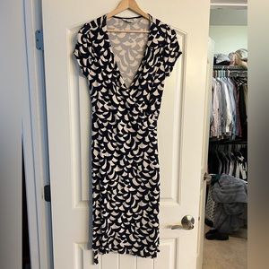 Boden Women’s Wrap Dress - Navy/cream pattern, size 8L